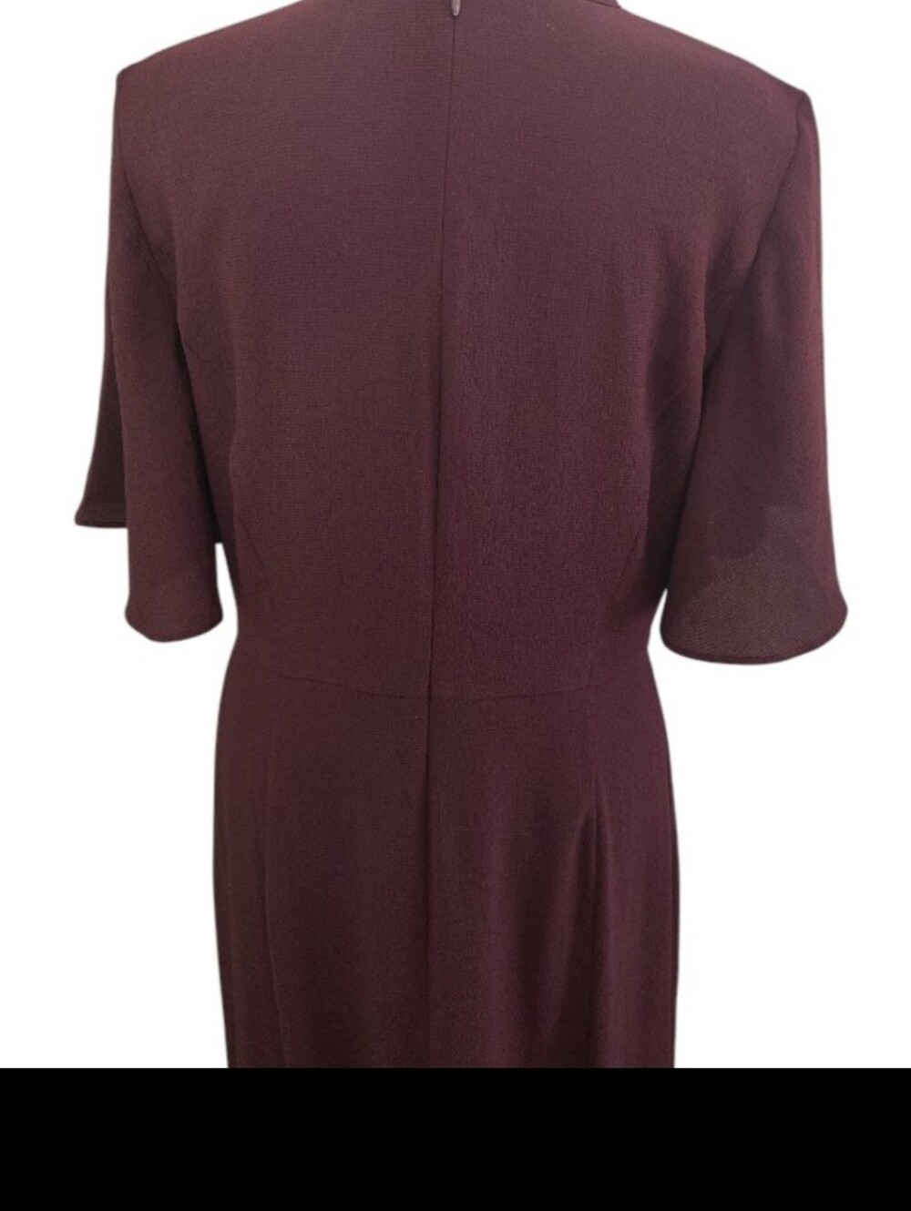 Ann Taylor Burgundy Choker Neck Flutter Sleeve Midi Dress SZ 8 - Picture 8 of 10